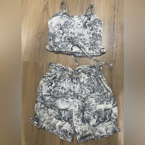 Toile’ De Jouy Handmade designer silk remnant fabric sleepwear set